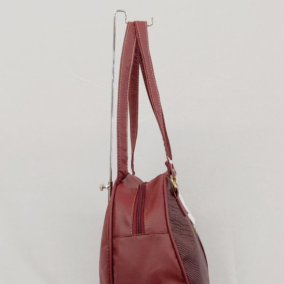 Keisha Satchel in Burgandy with Acccent Snake Prin - Picture 6 of 7